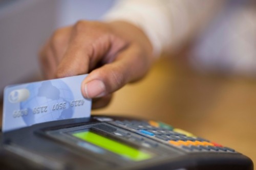 a credit card swipe at the register