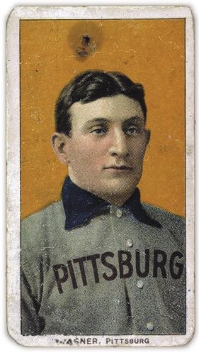 Photograph of the most valuable baseball card in history, the T206 Honus Wagner card.