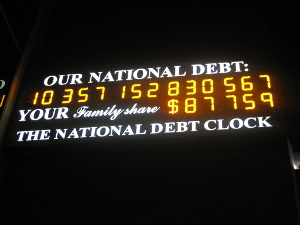 Photo of the U.S. national debt clock taken in November 2008.