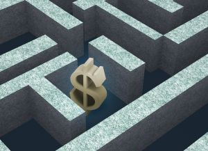 financial_literacy A dollar sign is trapped in a maze.