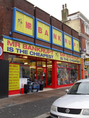 Mr. Bankrupt store in the High Street, London.