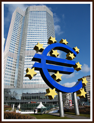 The powerful European Central Bank [ E C B ] in the heart of Frankfurt/Main - Germany