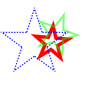 A series of five-point stars, linked.