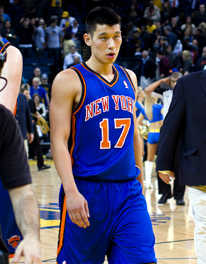 Pre-game photo of New York Knicks point guard Jeremy Lin.