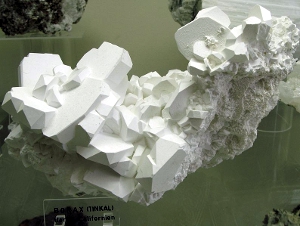 Crystalized borax exposed in the Mineralogical Museum, Bonn, Germany.