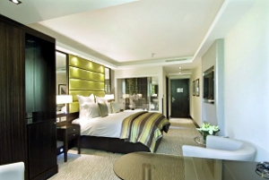 The interior of a posh London hotel room