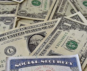 Social Security A Social Security card and some money