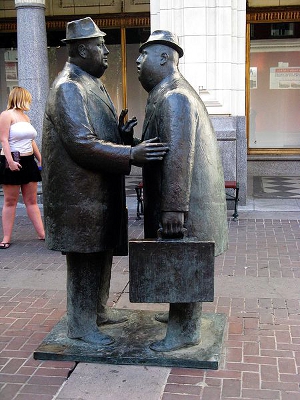 “The Conversation,” a statue in Calgary, Alberta.