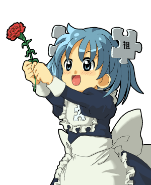 mothers_day An anime maid girl offers up a red rose.