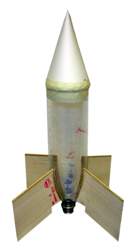 A home-made water rocket.