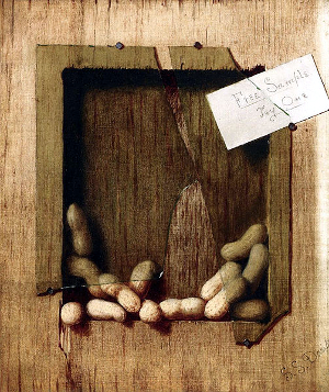 free_samples DeScott Evans: Free Sample, Try One' , ca. 1890, oil on canvas. 60,5 x 25,4 cm. Private Collection.