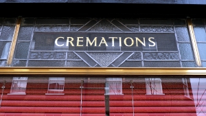Cremations sign, A France and Son, London, UK