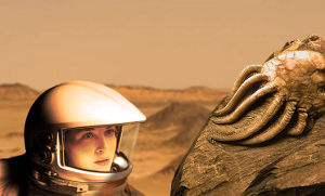 Astronaut finds remains of ancient life on Mars.