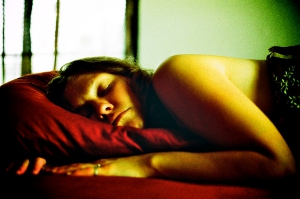 A sleeping woman.