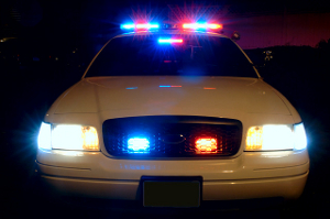 Police car lights. Long exposure to capture the full array of police car lights. 12MP camera.