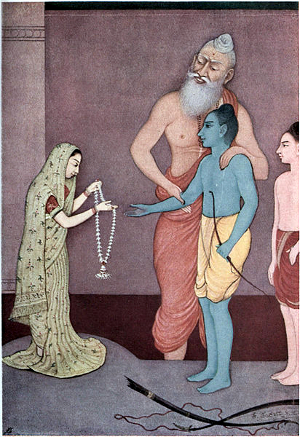 Myths of the Hindus & Buddhists (1914) p. 30: "Rama's marriage" by K. Venkatappa.