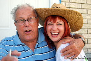Homeowner Julius Wolfarth, 82, and a red-haired young woman.