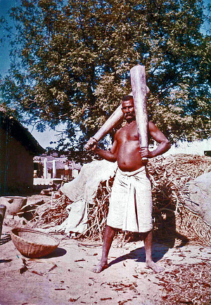Indian wrestler exercising, 1973.